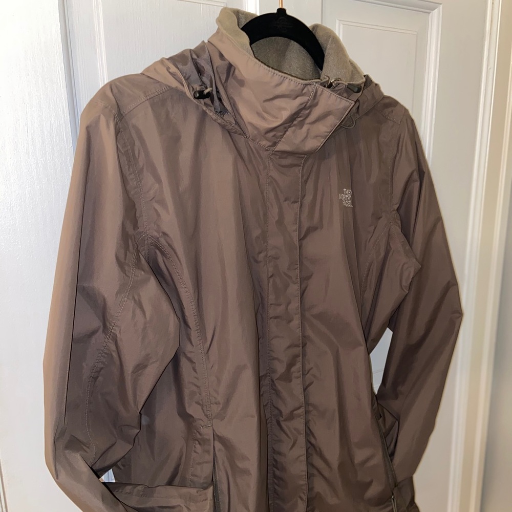 Brown North Face rain jacket